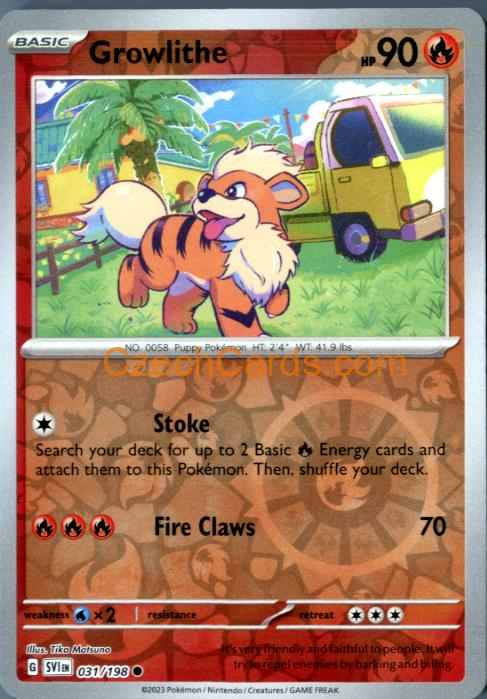 Growlithe Scarlet & Violet reverse holo #031/198