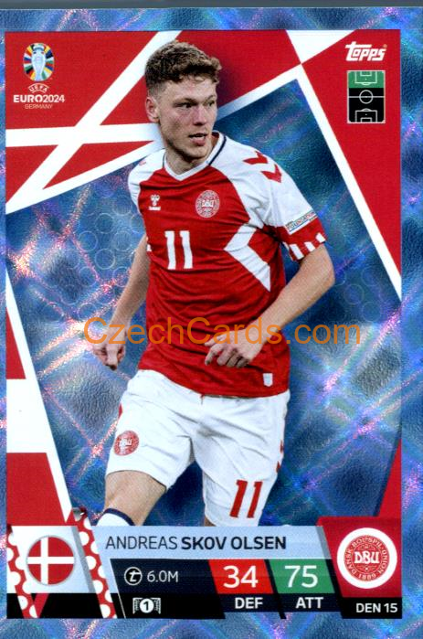 Andreas Skov Olsen 2024 EURO Match Attax crystal parallel #DEN15