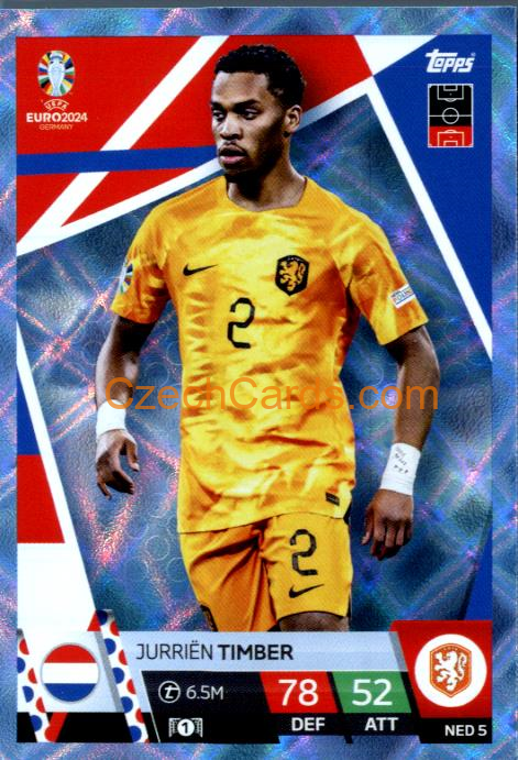 Jurriën Timber 2024 EURO Match Attax crystal parallel #NED5