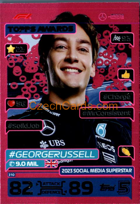 George Russell Topps Awards 2024 Topps Turbo Attax purple parallel #310