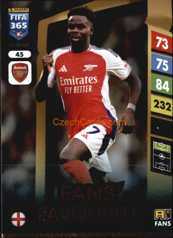 Bukayo Saka 2025 FIFA 365 Adrenalyn Fans #45