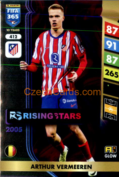 Arthur Vermeeren 2025 FIFA 365 Adrenalyn GLOW / Rising Star #412