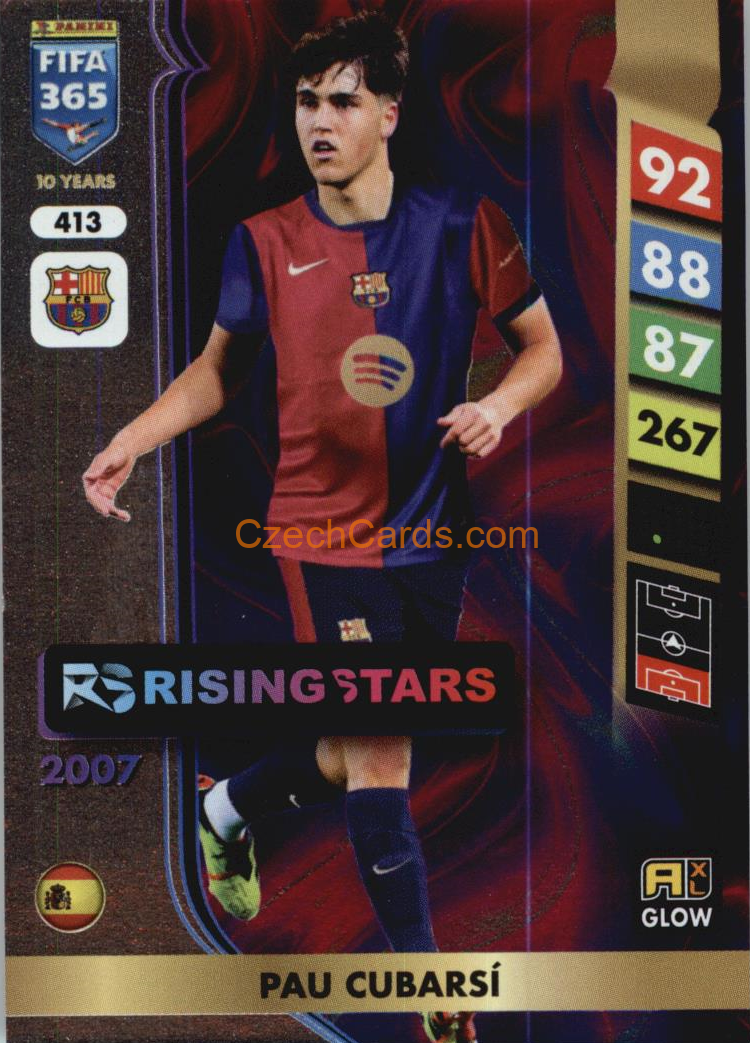 Pau Cubarsí 2025 FIFA 365 Adrenalyn GLOW / Rising Star #413