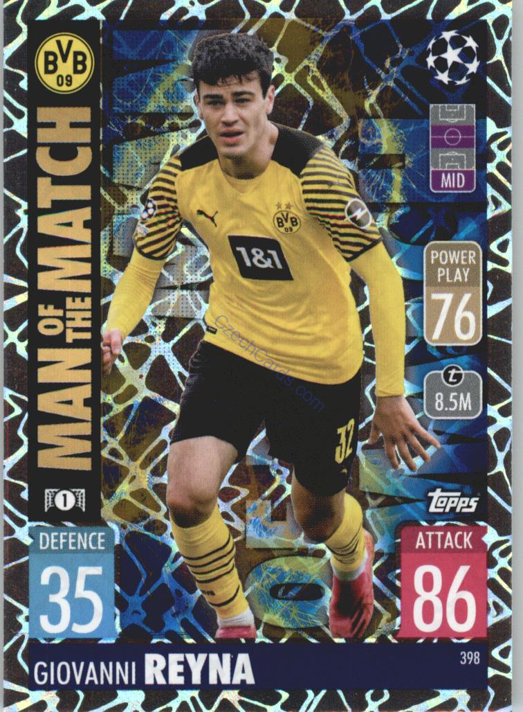 Giovanni Reyna Topps Match Attax 2021/22 Man Of The Match #398