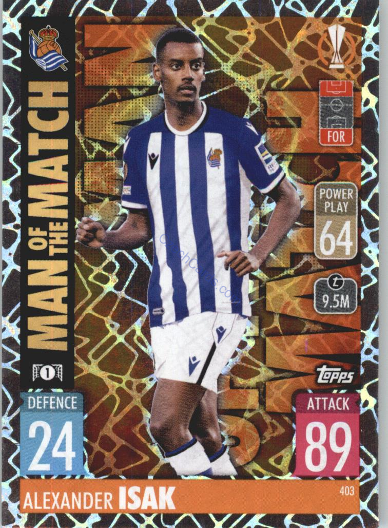 Alexander Isak Topps Match Attax 2021/22 Man Of The Match #403