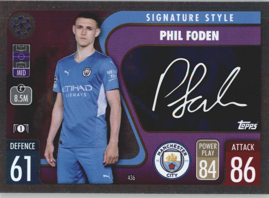 Phil Foden Topps Match Attax 2021/22 Signature Style #436