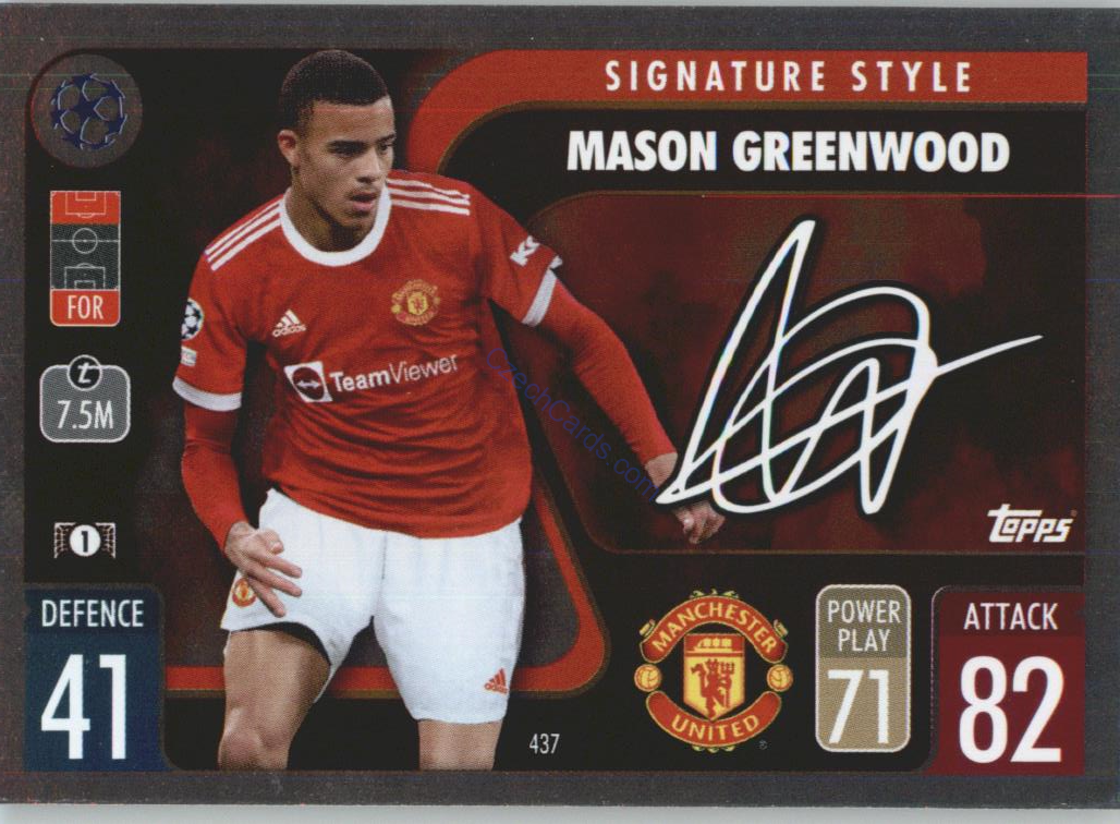 Mason Greenwood Topps Match Attax 2021/22 Signature Style #437