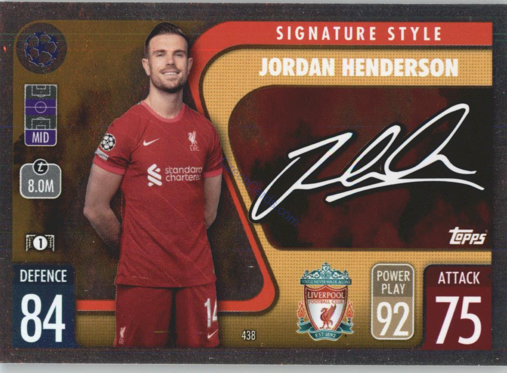 Jordan Henderson Topps Match Attax 2021/22 Signature Style #438