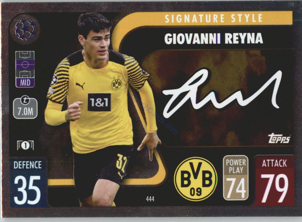 Giovanni Reyna Topps Match Attax 2021/22 Signature Style #444