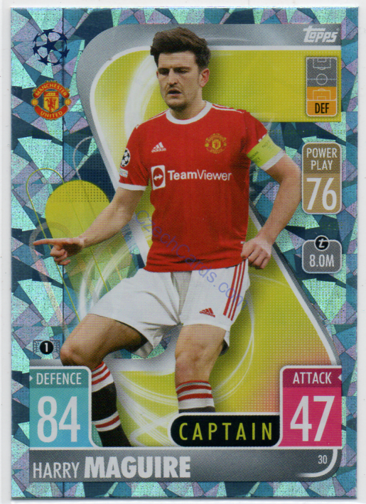 Harry Maguire Topps Match Attax 2021/22 Crystal paralel #30