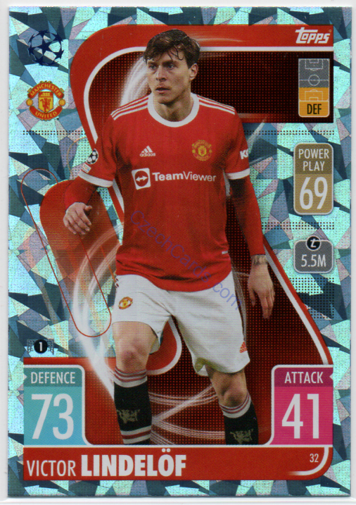 Victor Lindelöf Topps Match Attax 2021/22 Crystal paralel #32