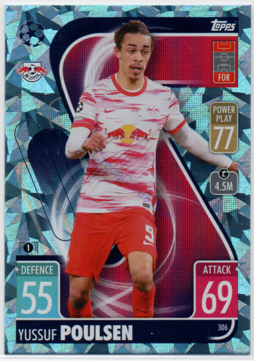 Yussuf Poulsen Topps Match Attax 2021/22 Crystal paralel #306