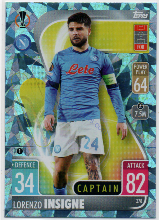 Lorenzo Insigne Topps Match Attax 2021/22 Crystal paralel #378