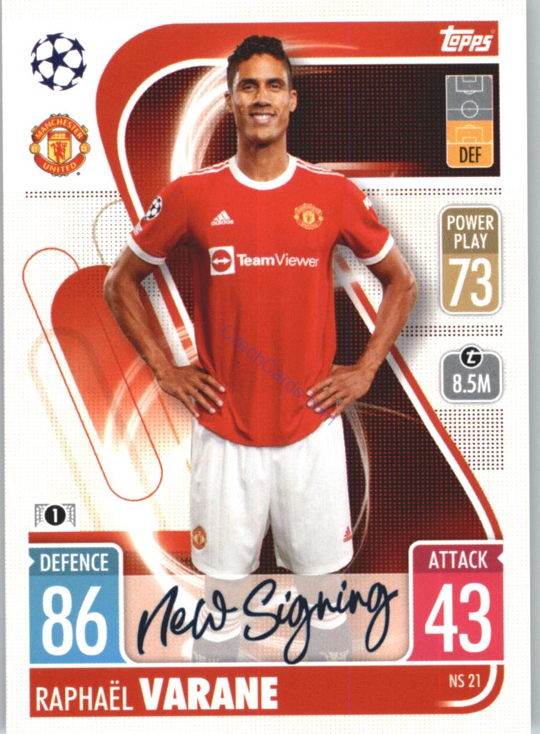 Raphael Varane Topps Match Attax 2021/22 Update #NS 21
