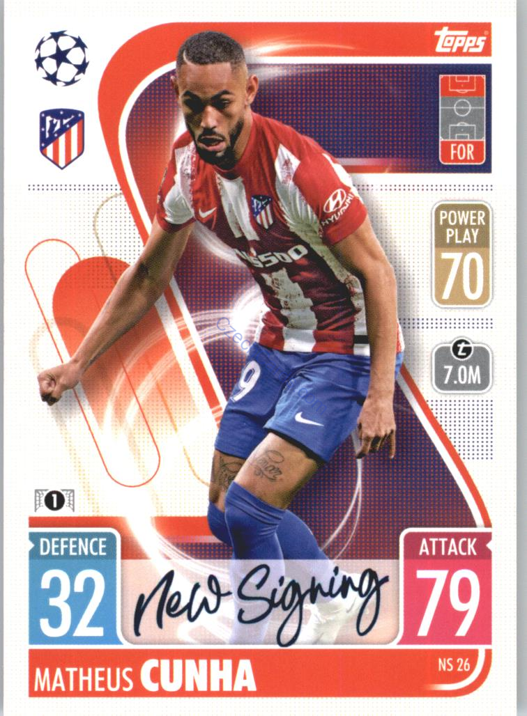 Matheus Cunha Topps Match Attax 2021/22 Update #NS 26