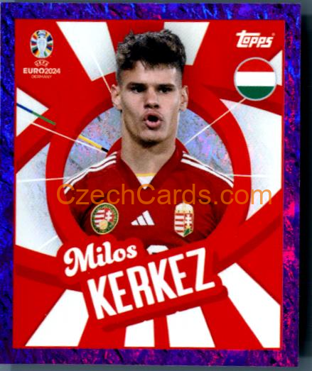 Milos Kerkez 2024 Topps UEFA Euro sticker foil purple #HUN-PTW