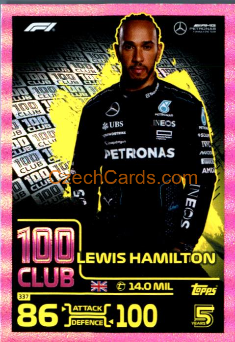 Lewis Hamilton 100 Club 2024 Topps Turbo Attax purple parallel #337