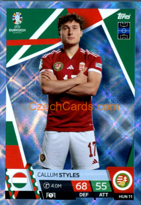 Callum Styles 2024 EURO Match Attax crystal parallel #HUN11