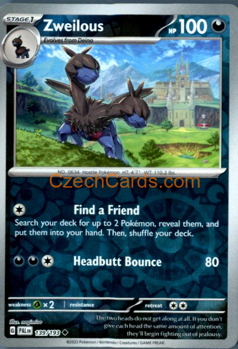 Zweilous Paldea Evolved Reverse Holo #139/194