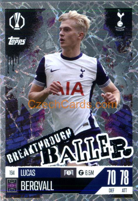 Lucas Bergvall 2024/25 Match Attax Extra Breakthrough Baller #194