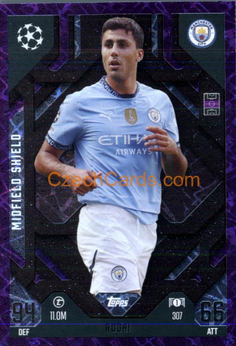 Rodri 2024/25 Match Attax Extra Midfield Shield Purple #307