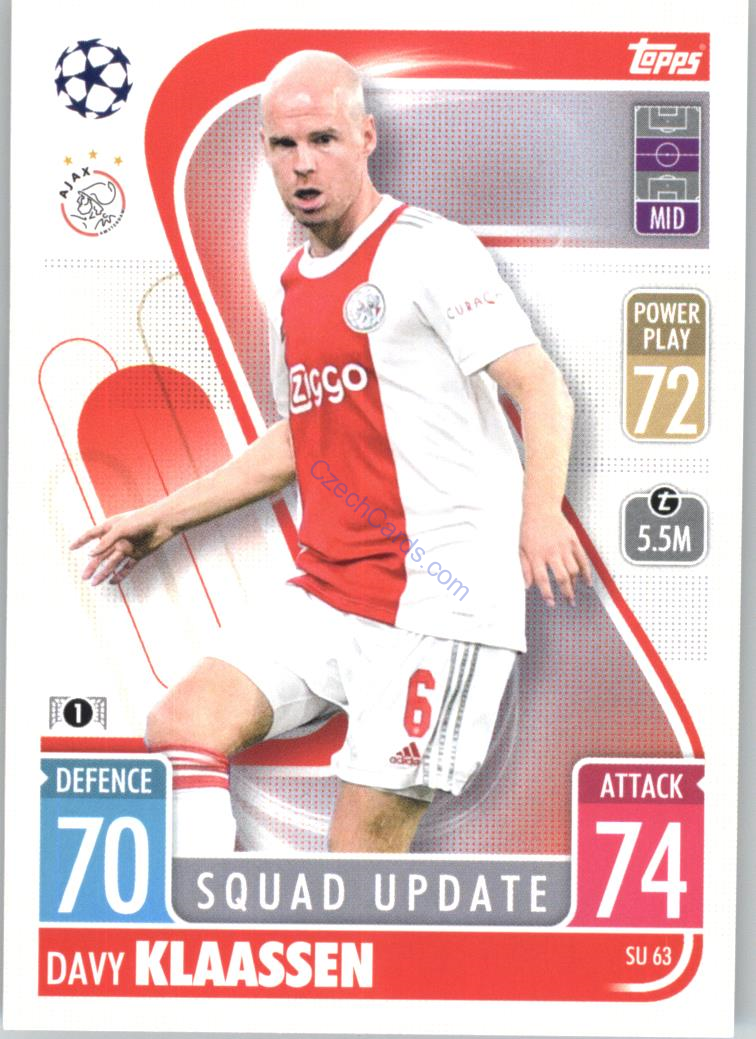 Davy Klaassen 2021/22 Match Attax Extra #SU 63