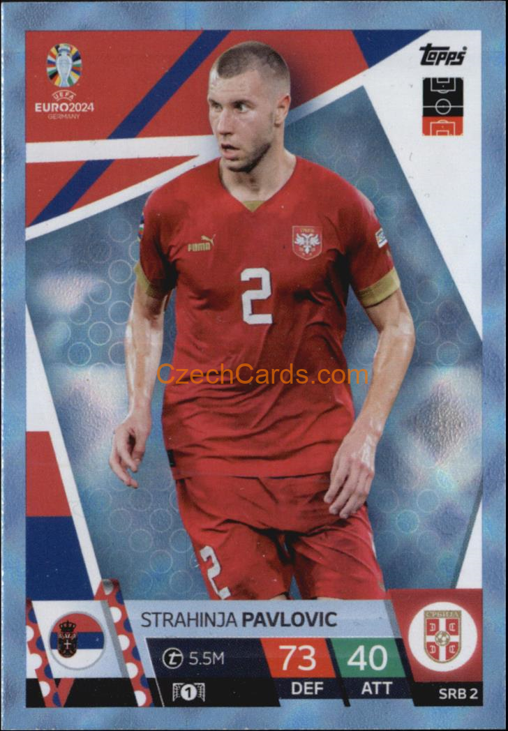 Strahinja Pavlović 2024 EURO Match Attax crystal parallel #SRB2