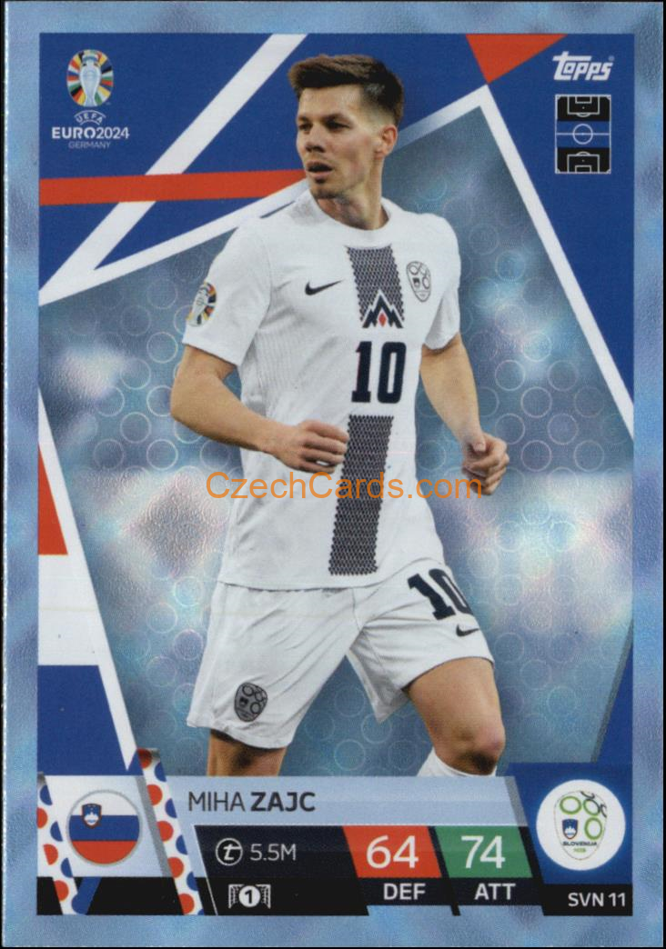 Miha Zajc 2024 EURO Match Attax crystal parallel #SVN11