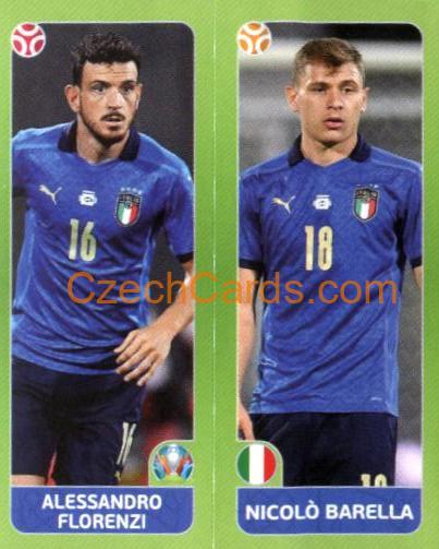 Florenzi / Barella 2020 Panini UEFA Euro Tournament Ed. Blue #30