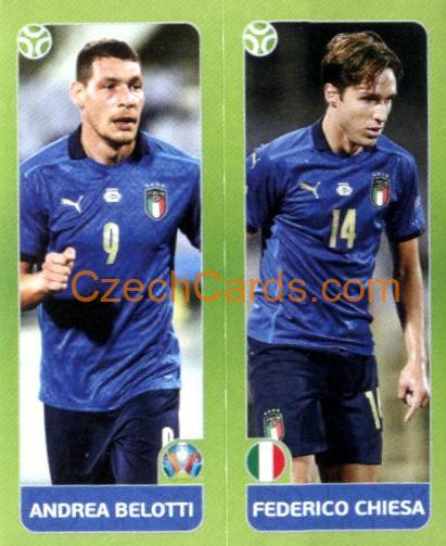 Belotti / Chiesa 2020 Panini UEFA Euro Tournament Ed. Blue #33