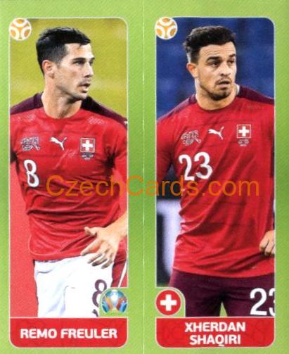 Freuler / Shaqiri 2020 Panini UEFA Euro Tournament Ed. Blue #36