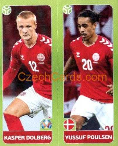 Dolberg / Poulsen 2020 Panini UEFA Euro Tournament Ed. Blue #147