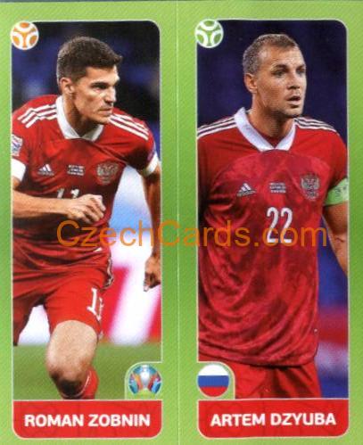 Zobnin / Dzyuba 2020 Panini UEFA Euro Tournament Ed. Blue #201