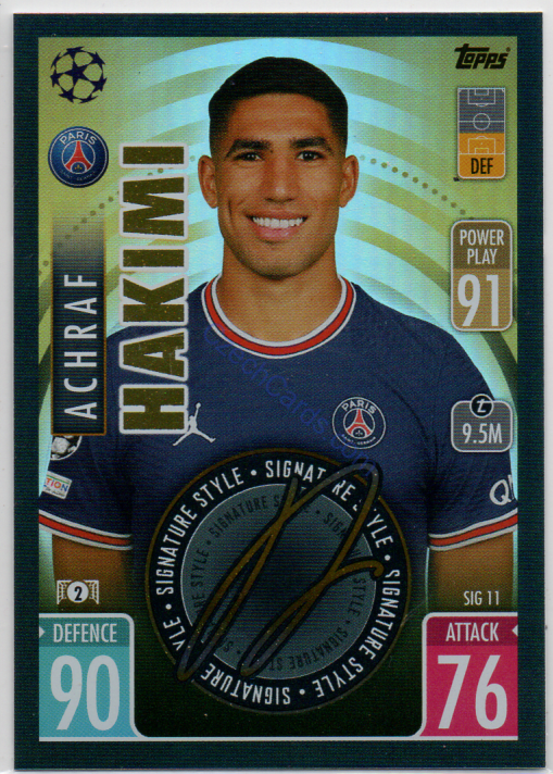 Achraf Hakimi 2021/22 Match Attax Extra Signature Style #SIG 11