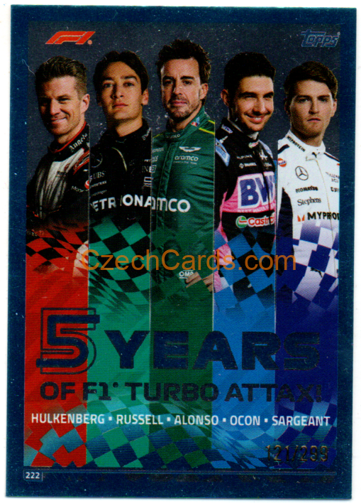 Hulkenberg / Russell / Alonso / Ocon / Sargeant 2024 Topps Turbo Attax Blue XX/299 #222
