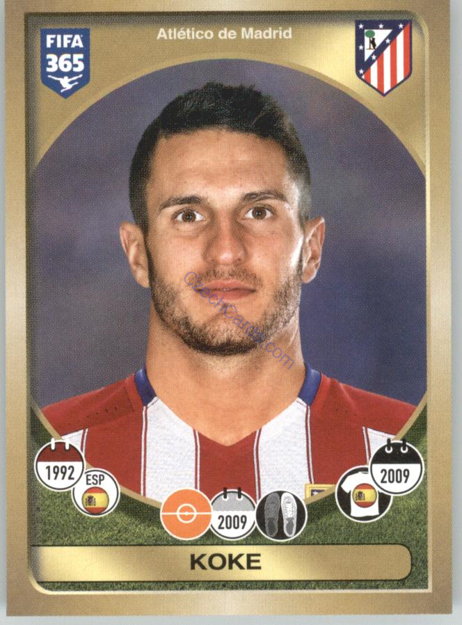 Koke Panini 2017 FIFA 365 Sticker #53