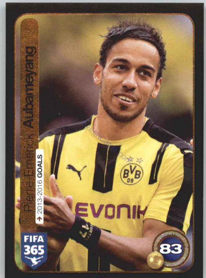 Pierre-Emerick Aubameyang Panini 2017 FIFA 365 Dark Shiny Sticker #102