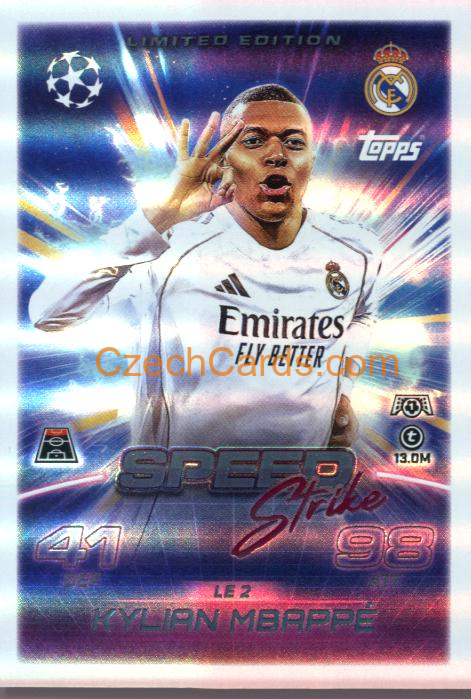 Kylian Mbappé 2025/26 Match Attax Speed Strike Limited #LE2
