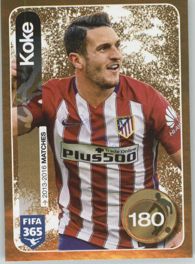Koke Panini 2017 FIFA 365 Golden Sticker #369
