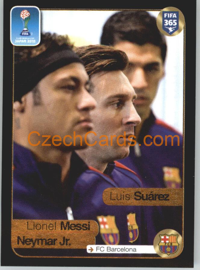 Neymar Jr., Lionel Messi, Luis Suarez Panini 2017 FIFA 365 Sticker #641