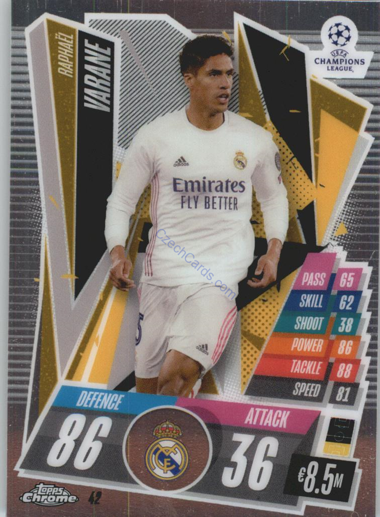 Raphael Varane Match Attax Chrome CL 2020/21 #42
