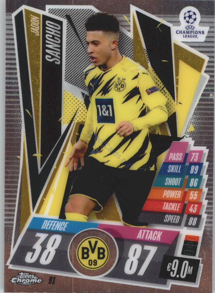 Jadon Sancho Match Attax Chrome CL 2020/21 #91 RC