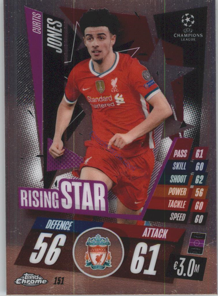 Curtis Jones Match Attax Chrome CL 2020/21 Rising Star #151 