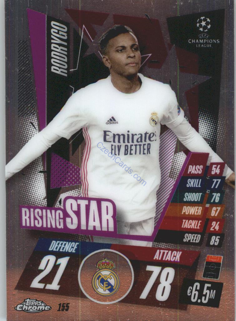 Rodrygo Match Attax Chrome CL 2020/21 Rising Star #155