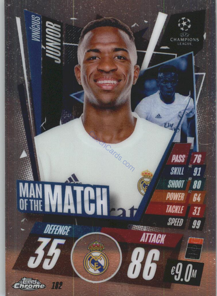 Vinicius Junior Match  Attax Chrome CL 2020/21 Man Of The Match #182