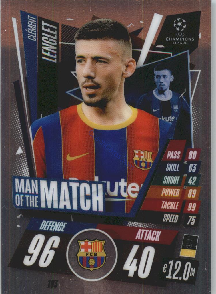Clement Lenglet Match  Attax Chrome CL 2020/21 Man Of The Match #183