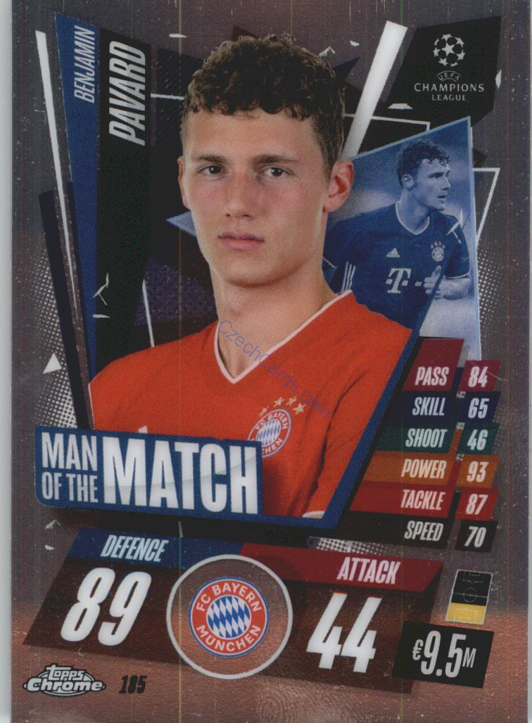 Benjamin Pavard Match  Attax Chrome CL 2020/21 Man Of The Match #185
