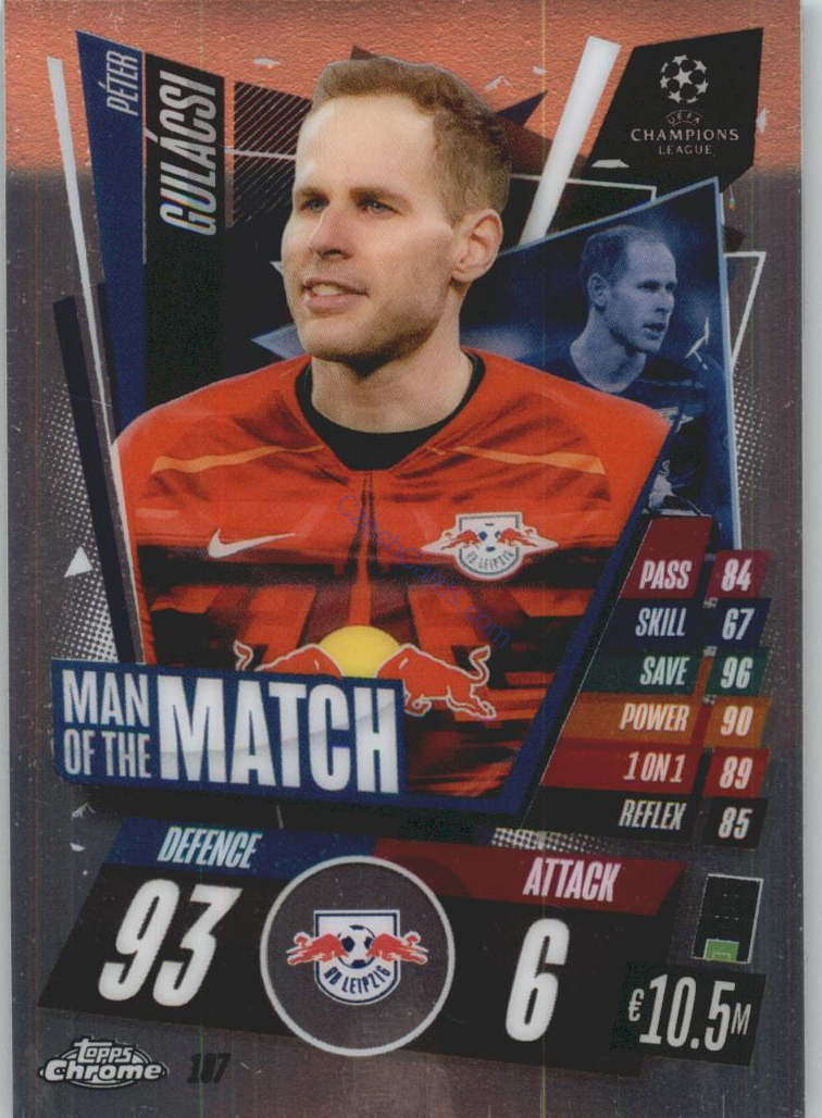 Peter Gulacsi Match Attax Chrome CL 2020/21 Man Of The Match #187