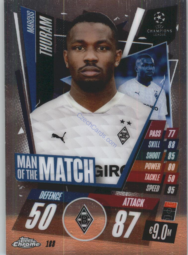 Marcus Thuram Match Attax Chrome CL 2020/21 Man Of The Match #188