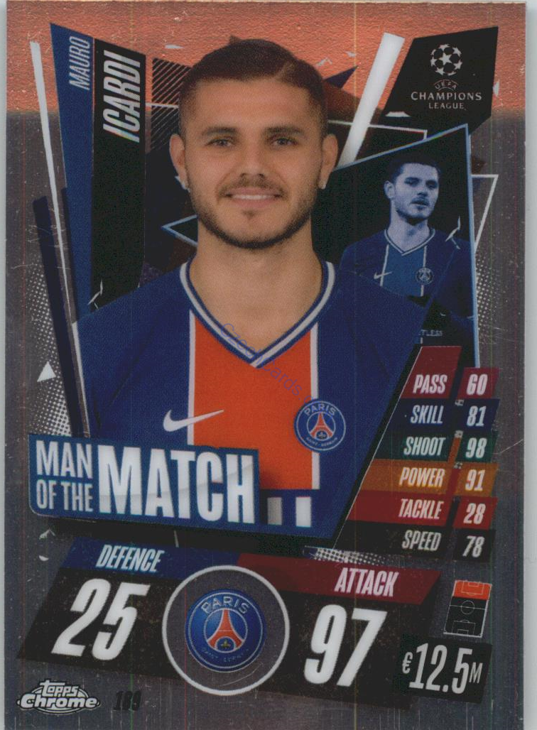 Maruro Icardi Match Attax Chrome CL 2020/21 Man Of The Match #189